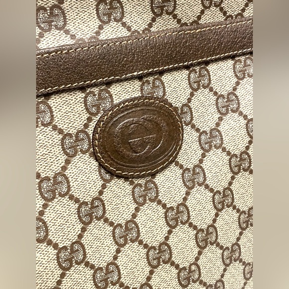 RARE NWT Vintage GUCCI SHERRY Line XLarge BROWN Monogram Canvas Leather Tote NEW - Picture 5 of 15